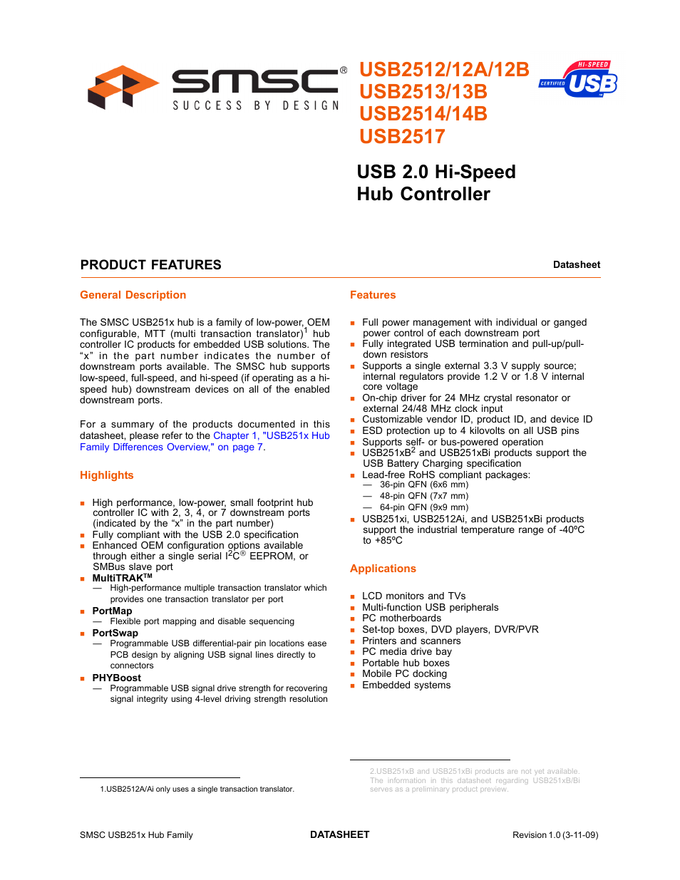 SMSC USB2513 User Manual | 72 pages