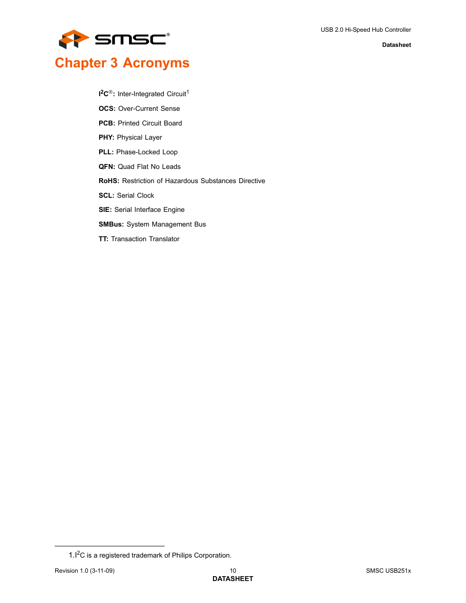 Chapter 3 acronyms | SMSC USB2513 User Manual | Page 10 / 72