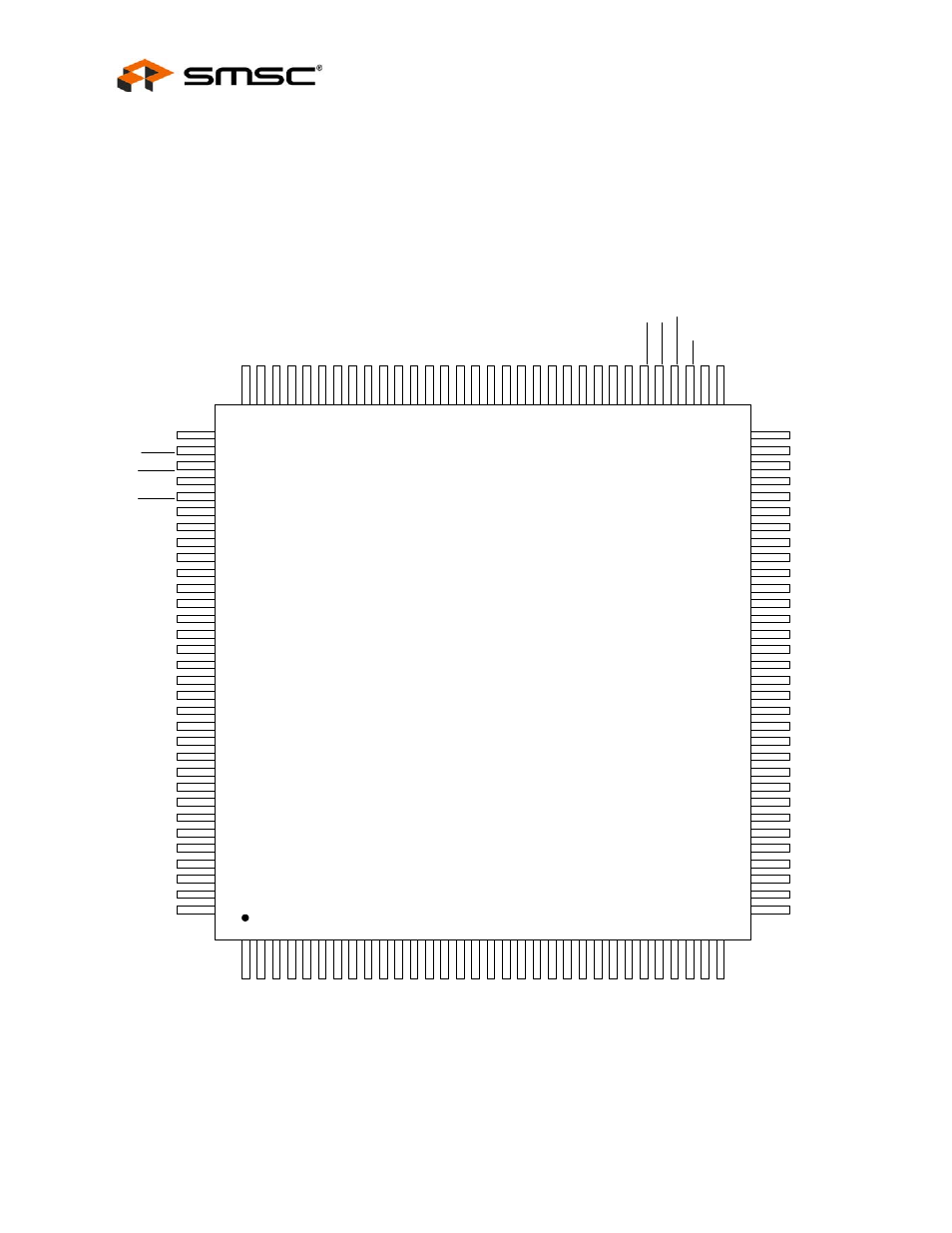 Chapter 3 pin description and configuration, 1 pin diagrams, 1 128-vtqfp pin diagram | Chapter 3, Pin description and configuration, Pin diagrams, Vtqfp pin diagram, Chapter 3, "pin description and configuration, Datasheet, Top view | SMSC LAN9312 User Manual | Page 26 / 458