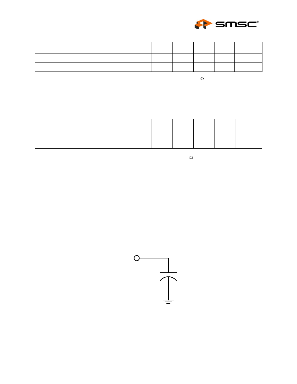 Table 15.5 10base-t transceiver characteristics, 5 ac specifications, 1 equivalent test load | Figure 15.1 output equivalent test load, Ac specifications, Section 15.5, "ac, Specifications, Note 15.7, Note 15.8, 25 pf output | SMSC LAN9312 User Manual | Page 443 / 458