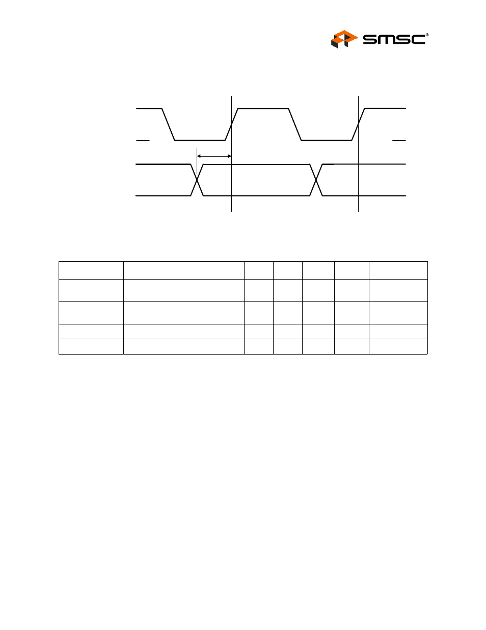 Figure 6.3 100m mii transmit timing diagram, Table 6.3 100m mii transmit timing values, Clock out - tx_clk data in - txd[3:0] t | Tx_en tx_er valid data | SMSC FlexPWR LAN8710i User Manual | Page 57 / 79