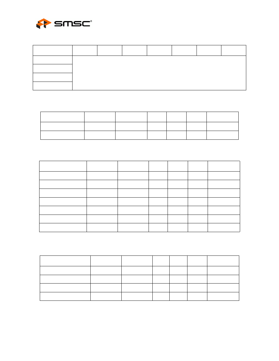 Table 7.6 lan interface signals, Table 7.7 led signals, Table 7.8 configuration inputs | Table 7.9 general signals, Datasheet | SMSC FlexPWR LAN8710i User Manual | Page 70 / 79