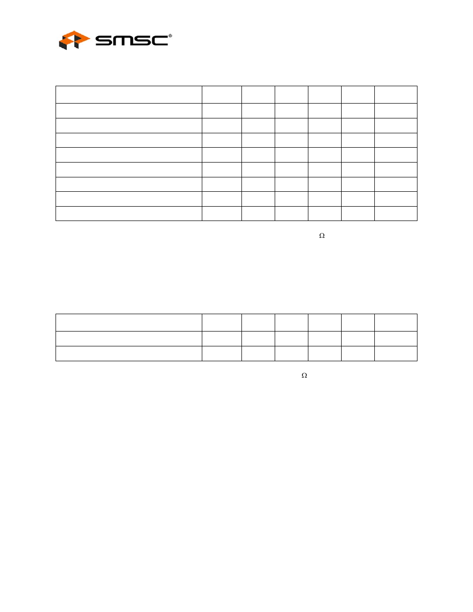 Table 5.7 100base-tx transceiver characteristics, Table 5.8 10base-t transceiver characteristics, Datasheet | SMSC LAN9420 User Manual | Page 160 / 169
