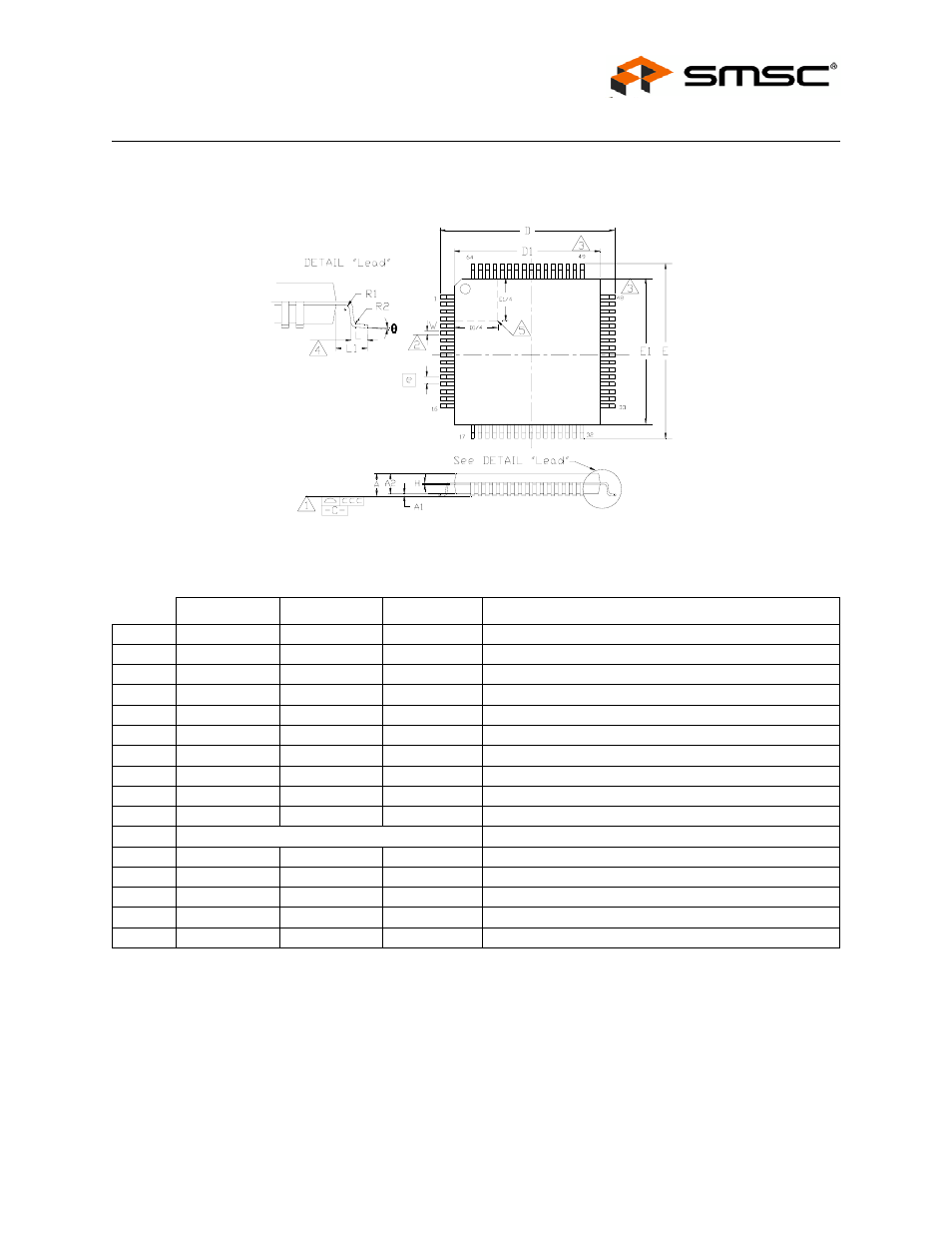 Package outline, Table 1 64 pin tqfp package parameters, Product preview | SMSC USB2504 User Manual | Page 5 / 5