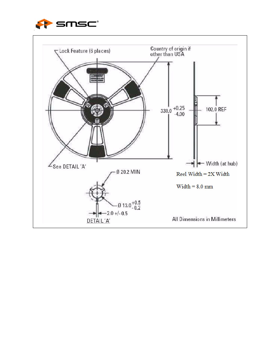 Figure 9.3 reel dimensions, Datasheet | SMSC USB3280 User Manual | Page 44 / 44