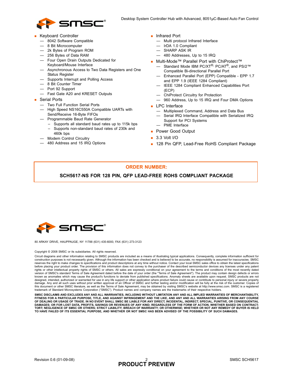 Product preview | SMSC SCH5617 User Manual | Page 2 / 5