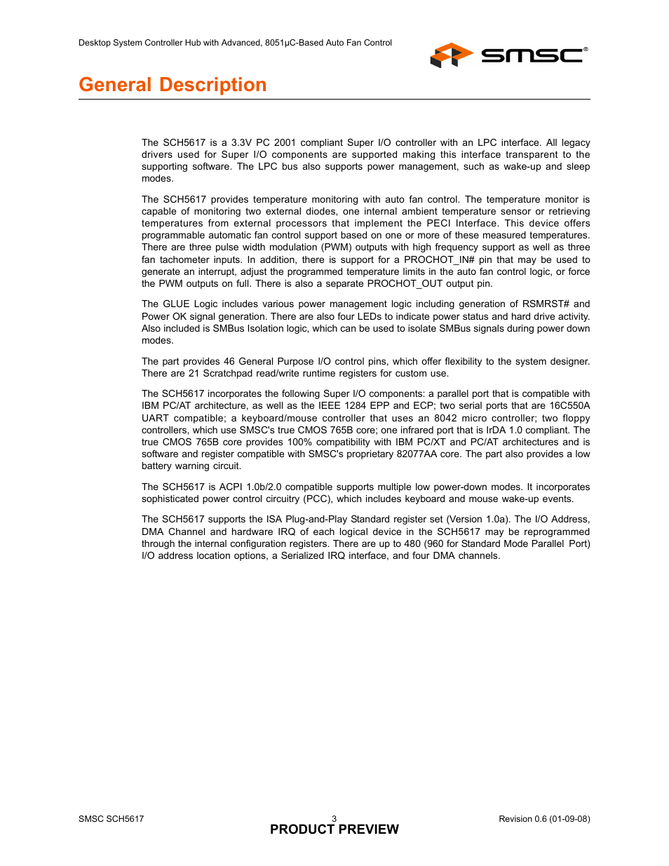 General description | SMSC SCH5617 User Manual | Page 3 / 5