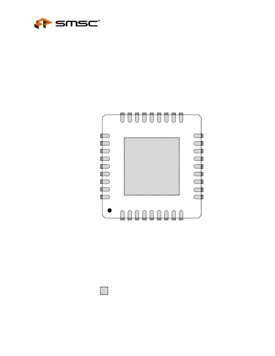 Chapter 1 pin configuration, Figure 1.1 usb2514 36-pin qfn, Chapter 1 | Pin configuration, Datasheet, Indicates pins on the bottom of the device | SMSC USB2514 User Manual | Page 6 / 49