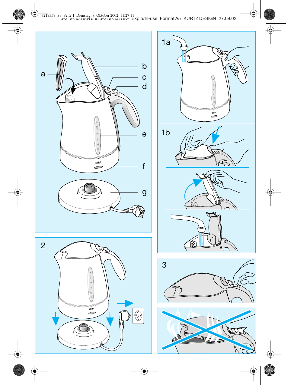 1a 1b | Braun WK-300 User Manual | Page 3 / 38