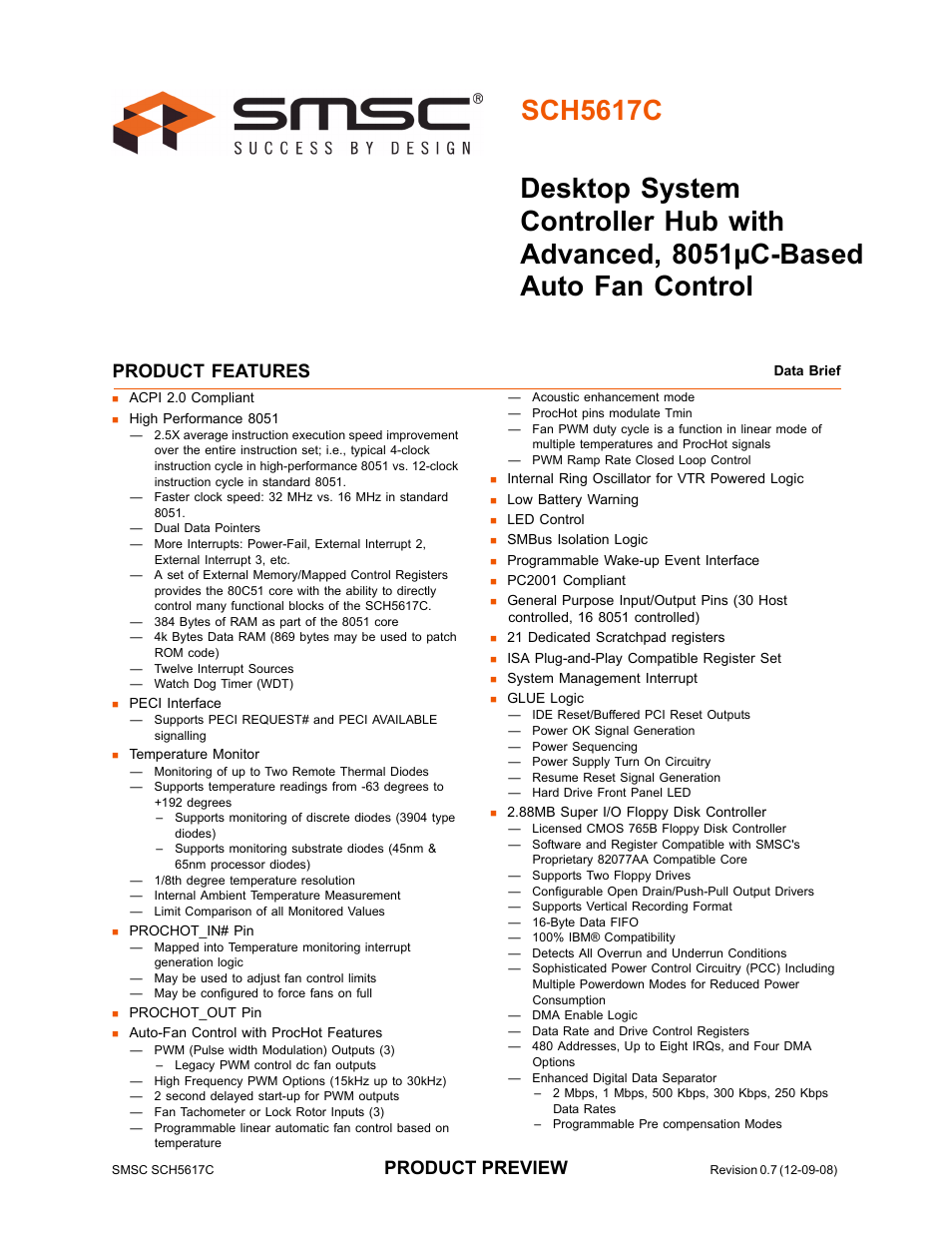 SMSC SCH5617C User Manual | 5 pages