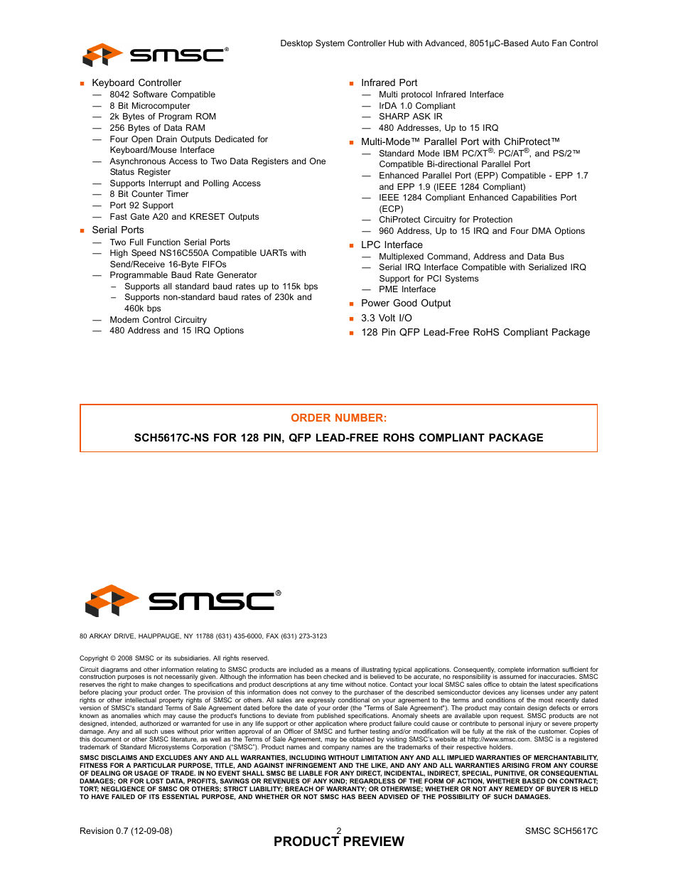 Product preview | SMSC SCH5617C User Manual | Page 2 / 5