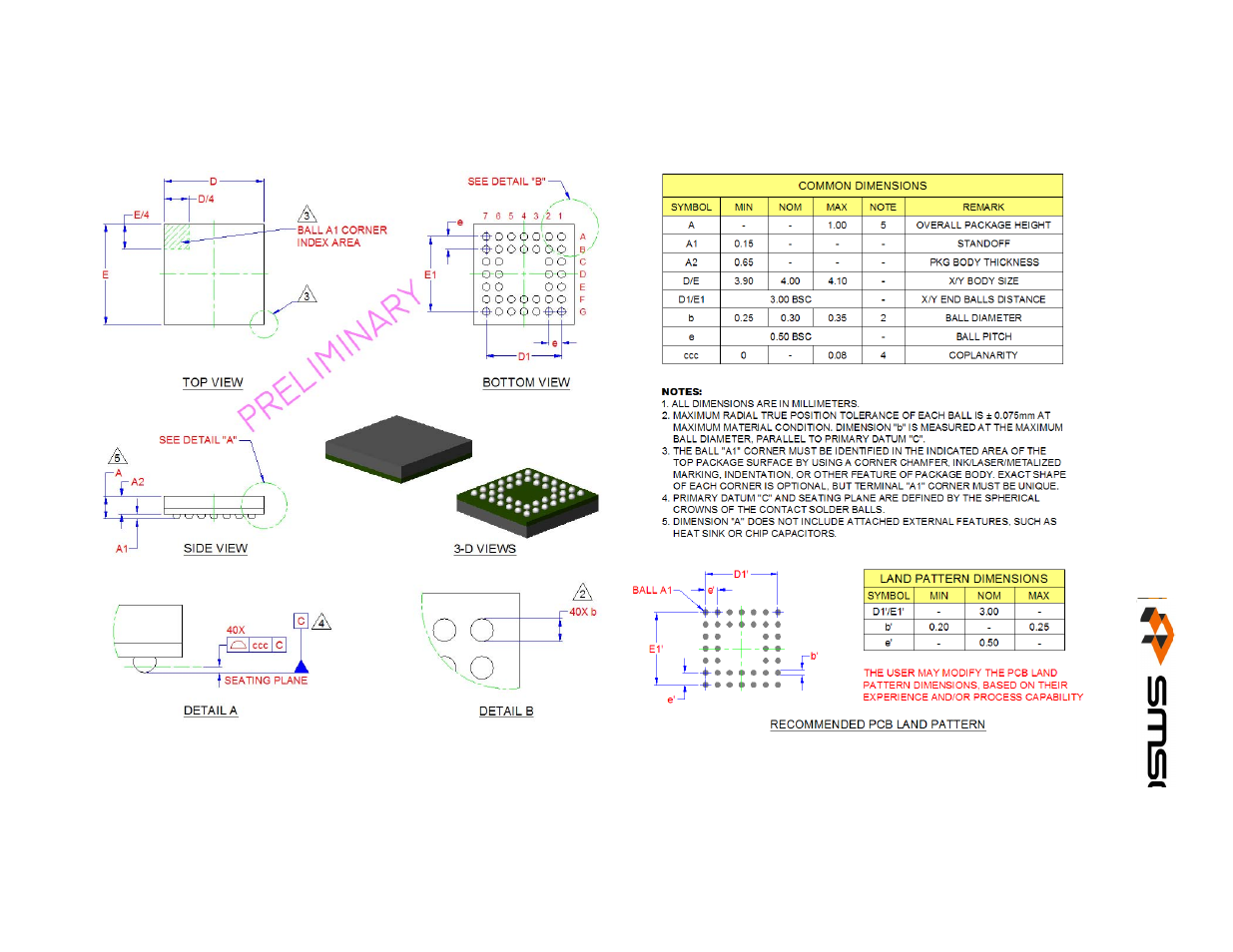 Chapter 9 package outline, Chapter 9, Package outline | Rohs compliant 43 | SMSC USB3290 User Manual | Page 43 / 46