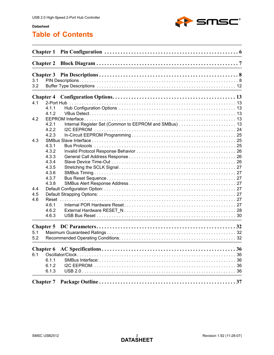 SMSC USB2512 User Manual | Page 3 / 37