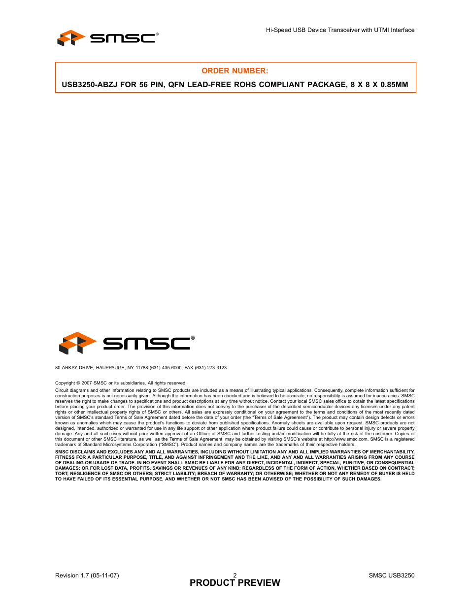 Product preview | SMSC USB3250 User Manual | Page 2 / 9