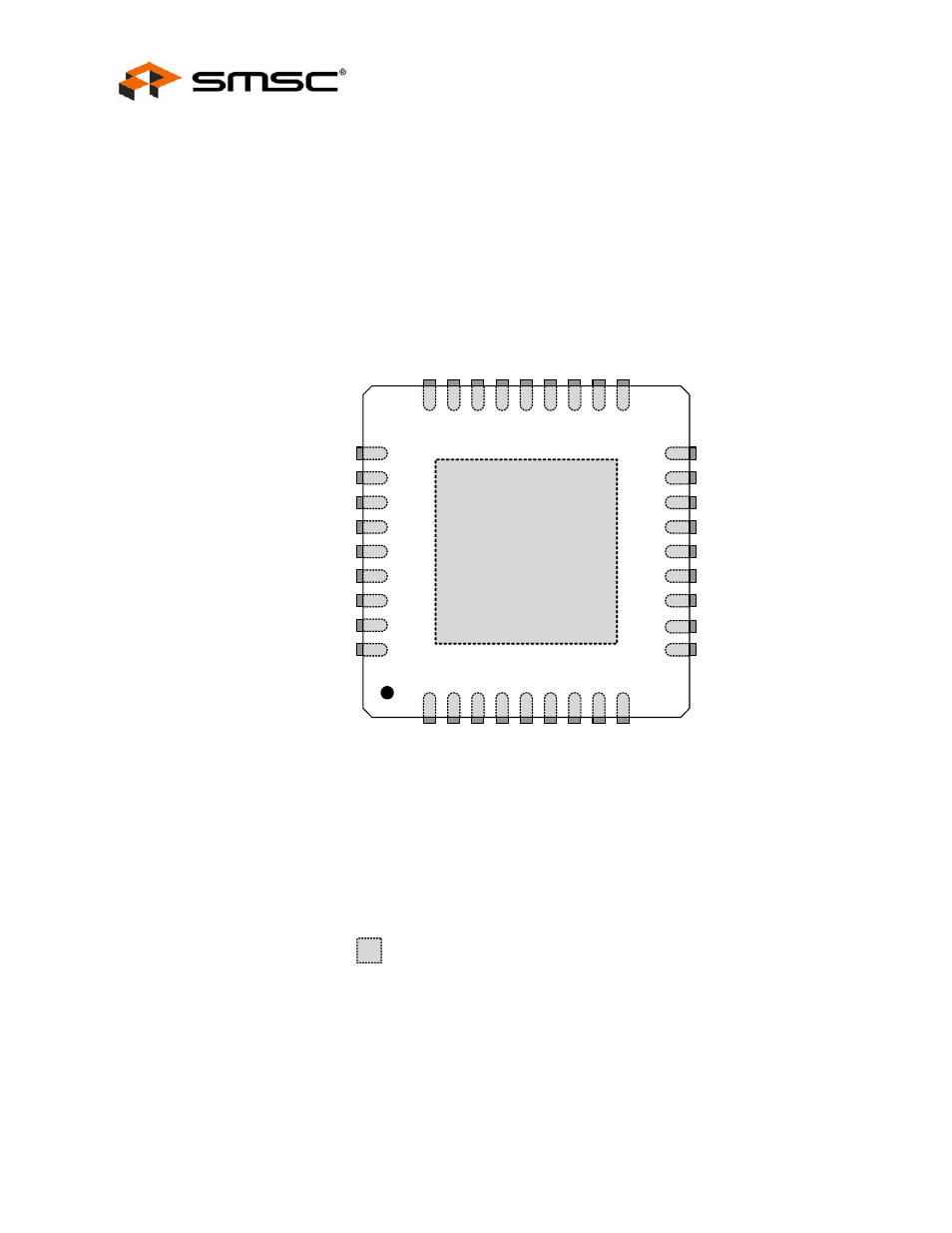 Chapter 1 pin configuration, Figure 1.1 usb2513i 36-pin qfn, Chapter 1 | Pin configuration, Datasheet, Indicates pins on the bottom of the device | SMSC USB2513i User Manual | Page 6 / 48