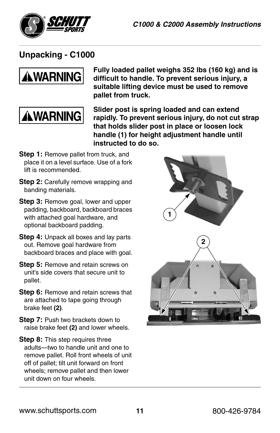 Unpacking - c1000 | Schutt Sports C2000 User Manual | Page 11 / 20