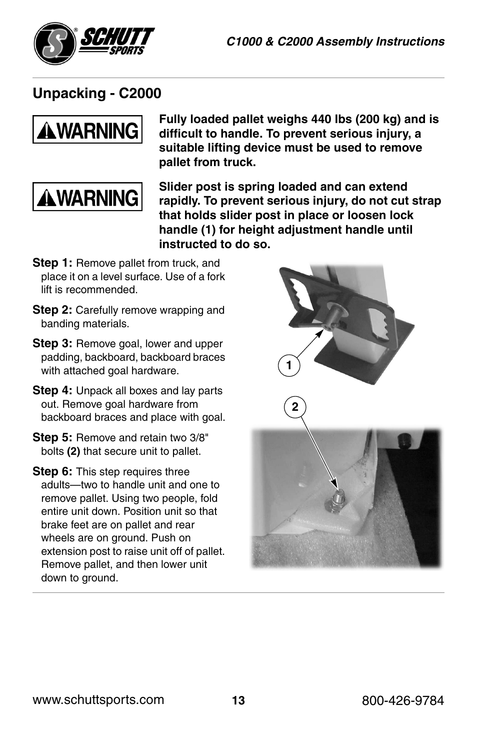 Unpacking - c2000 | Schutt Sports C2000 User Manual | Page 13 / 20