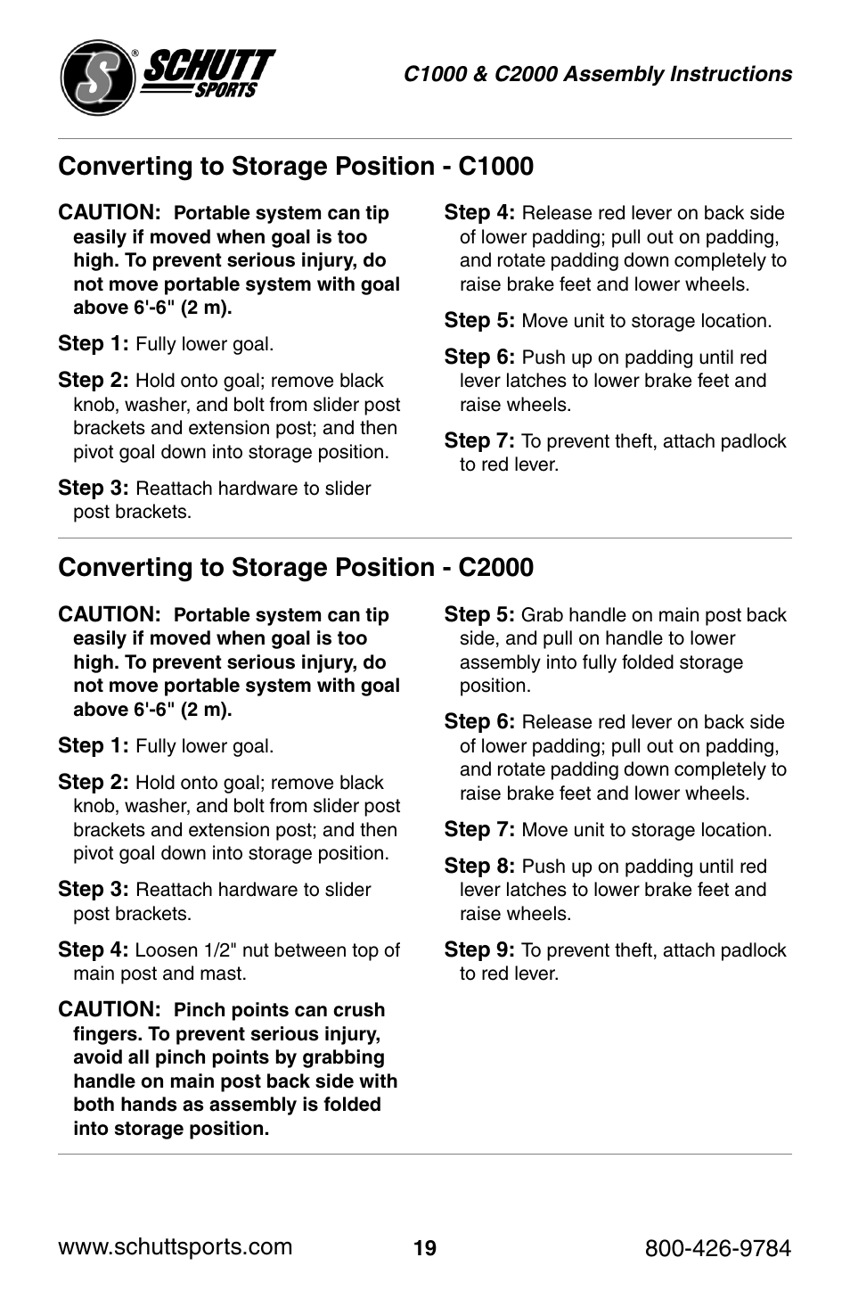 Schutt Sports C2000 User Manual | Page 19 / 20