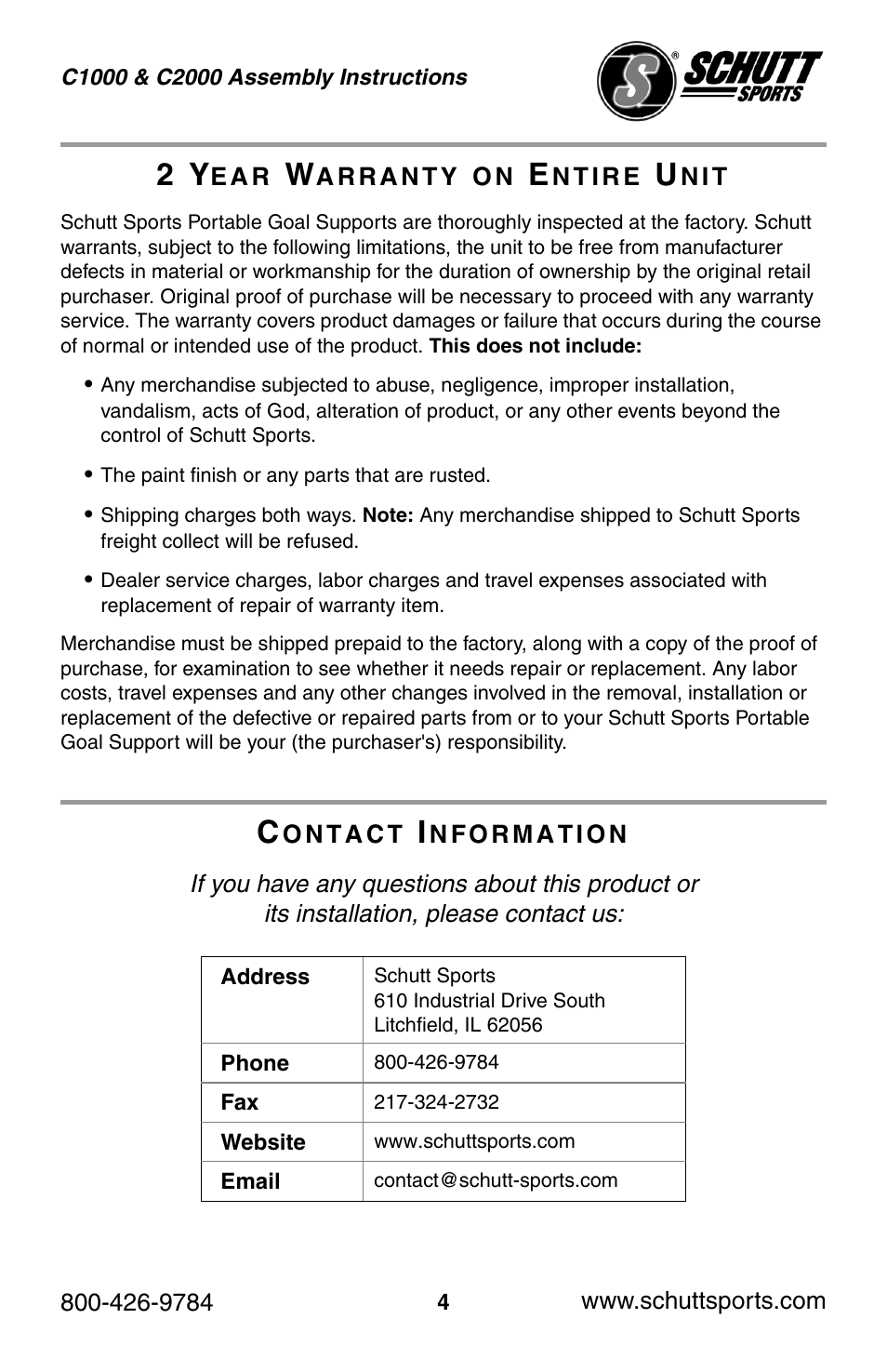 Schutt Sports C2000 User Manual | Page 4 / 20