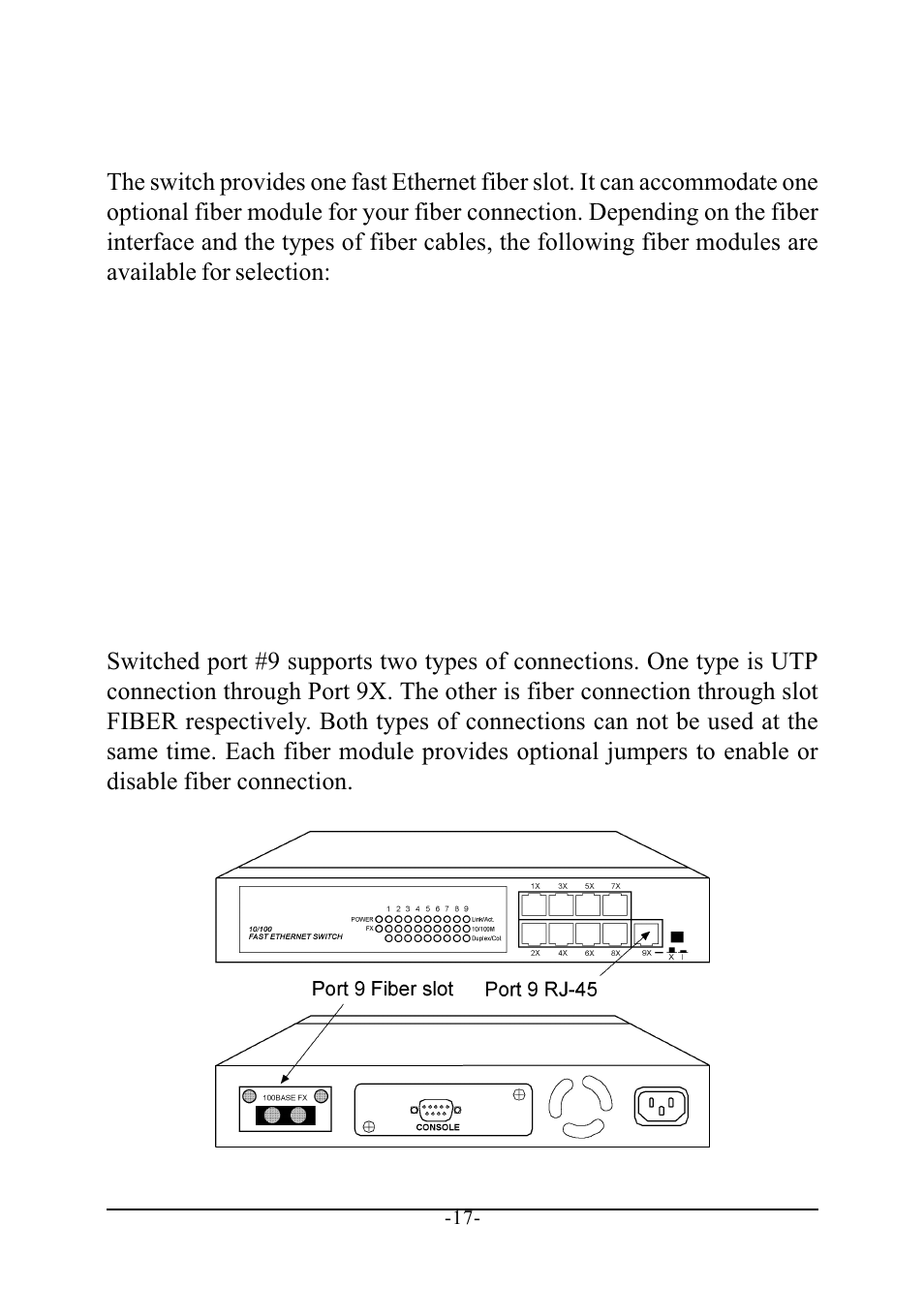 3 fast ethernet fiber slot | KTI Networks 10/100 FAST ETHERNET MANAGED KS-801 User Manual | Page 17 / 29