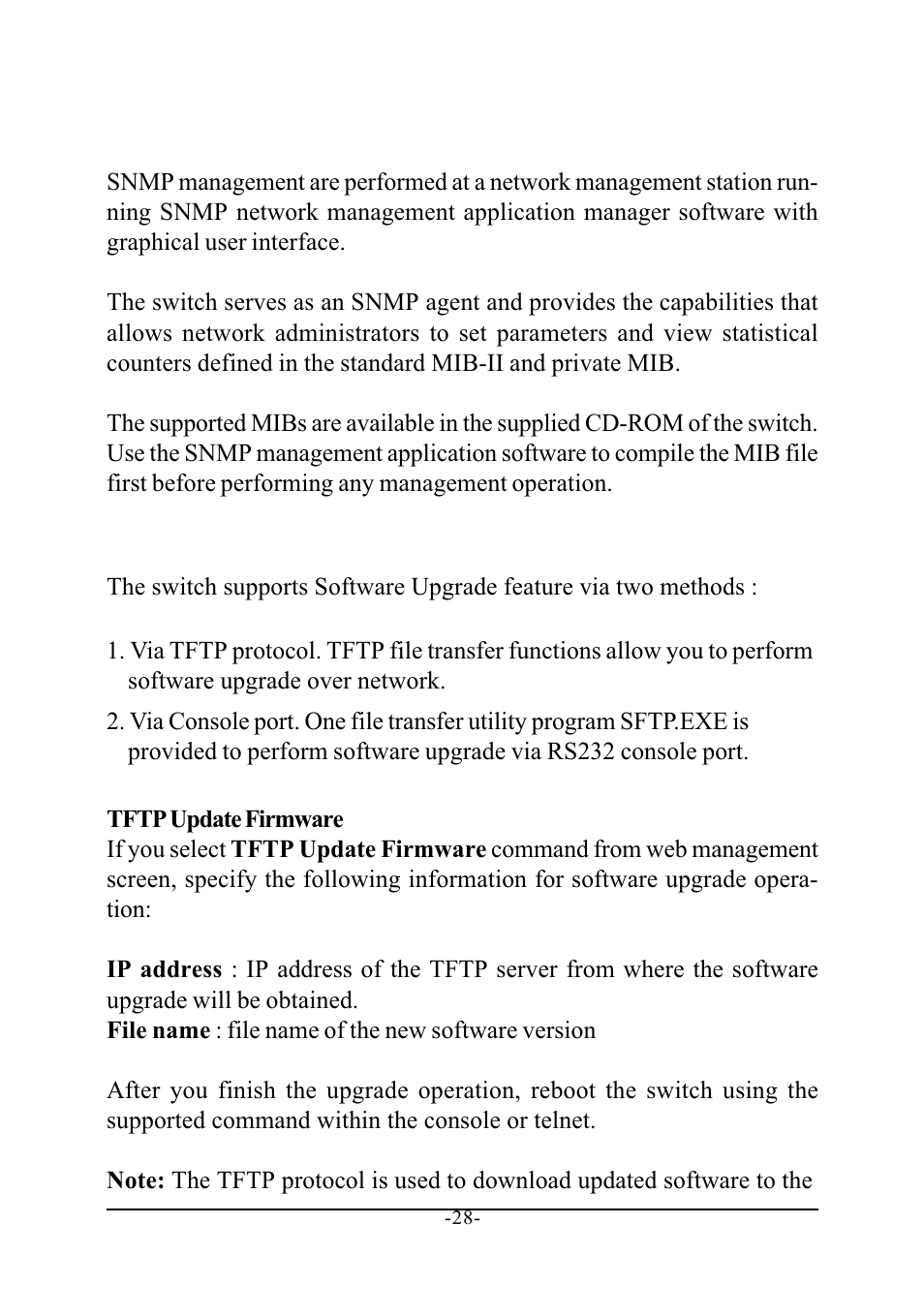 7 snmp management, 8 upgrade firmware, 7 snmp management 5.8 upgrade firmware | KTI Networks 10/100 FAST ETHERNET MANAGED KS-801 User Manual | Page 28 / 29