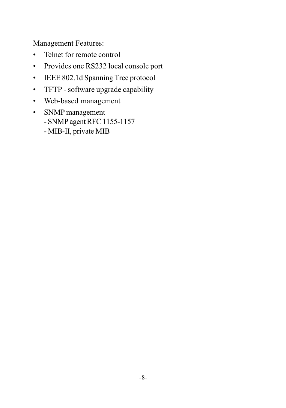 KTI Networks 10/100 FAST ETHERNET MANAGED KS-801 User Manual | Page 8 / 29