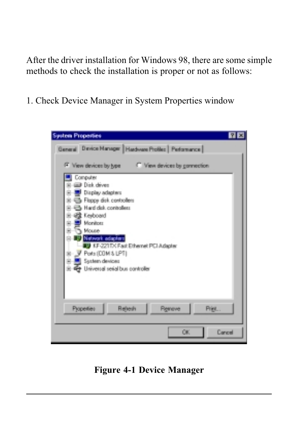 3 installation for windows 98 system | KTI Networks KF221TX/3 User Manual | Page 18 / 23