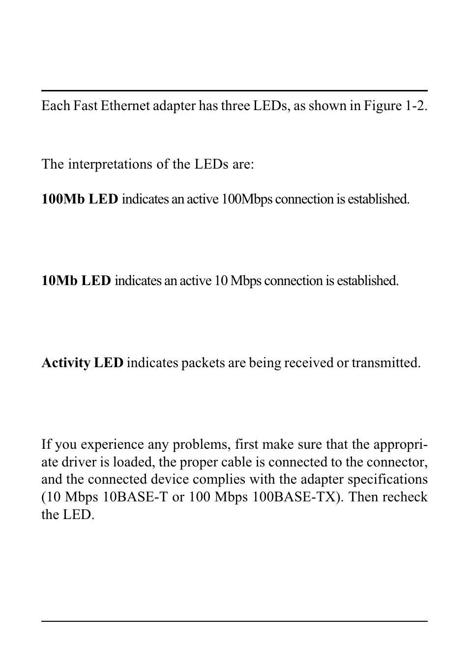 Led indicators, 1 interpretations | KTI Networks KF221TX/3 User Manual | Page 20 / 23