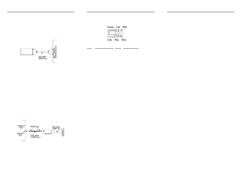 Interpreting led indicators, Wiring the utp cable, Installation | KTI Networks KT-10T User Manual | Page 2 / 2