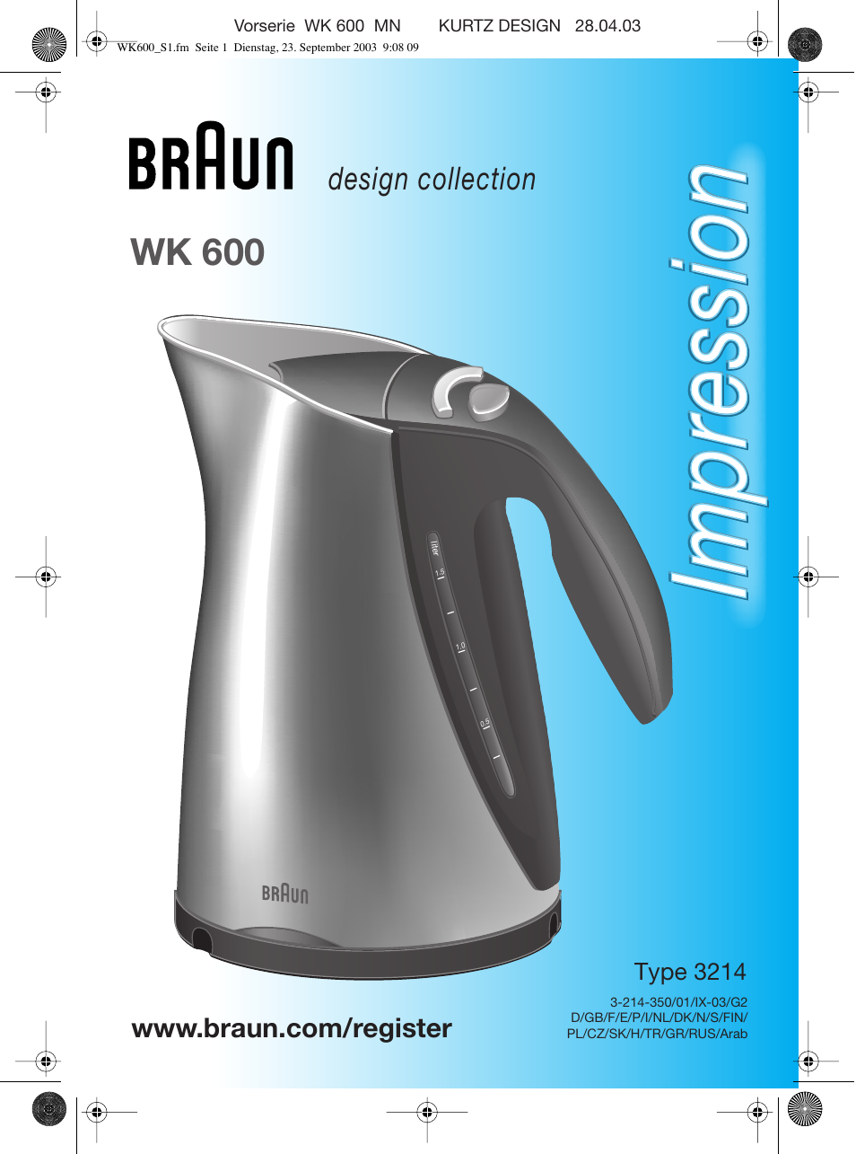 Braun WK-600 User Manual | 42 pages