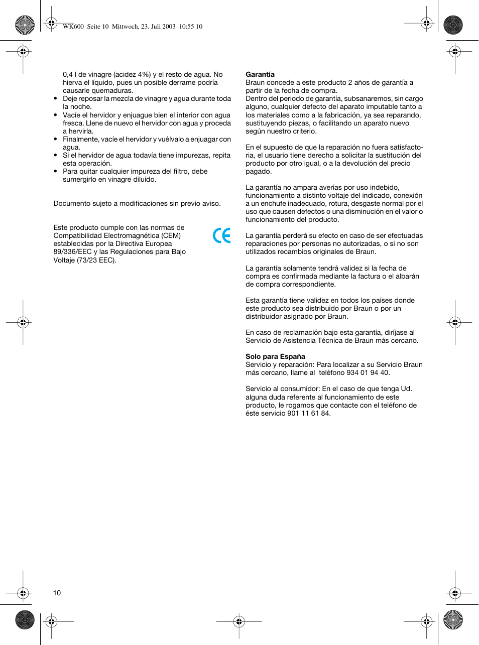 Braun WK-600 User Manual | Page 10 / 42