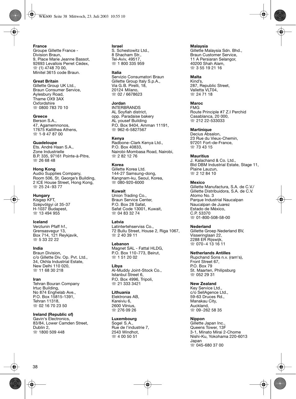 Braun WK-600 User Manual | Page 38 / 42