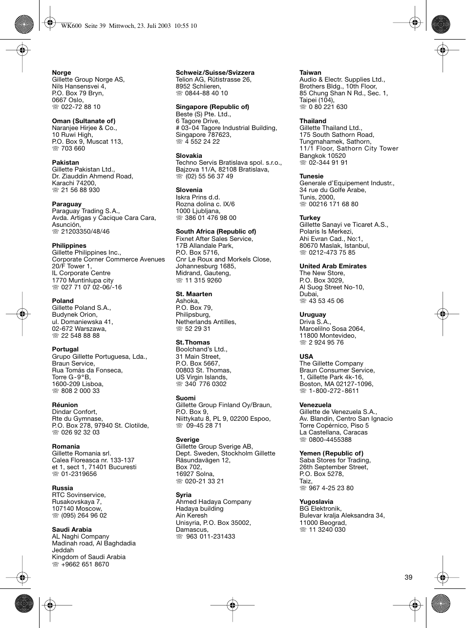Braun WK-600 User Manual | Page 39 / 42