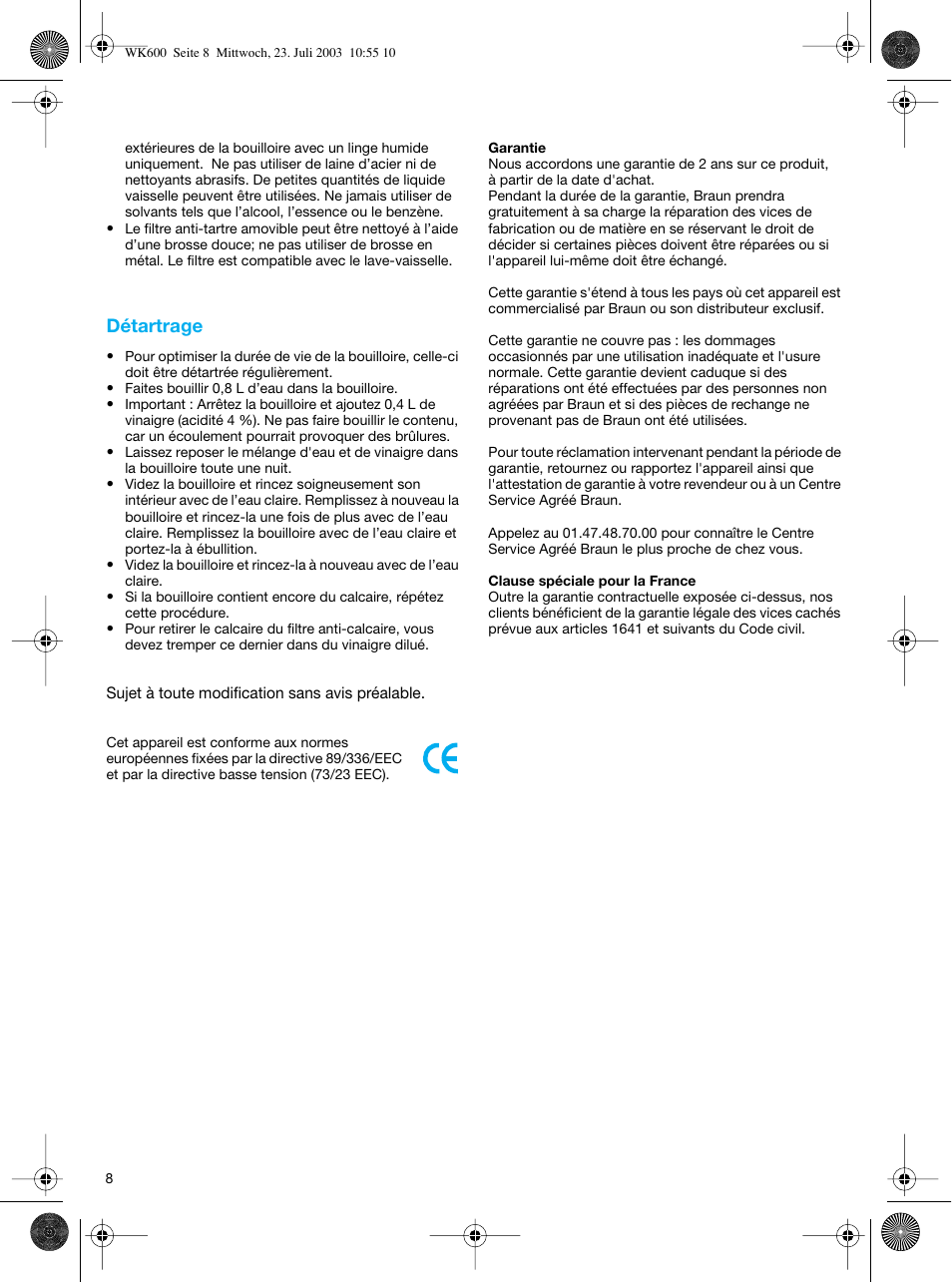 Braun WK-600 User Manual | Page 8 / 42