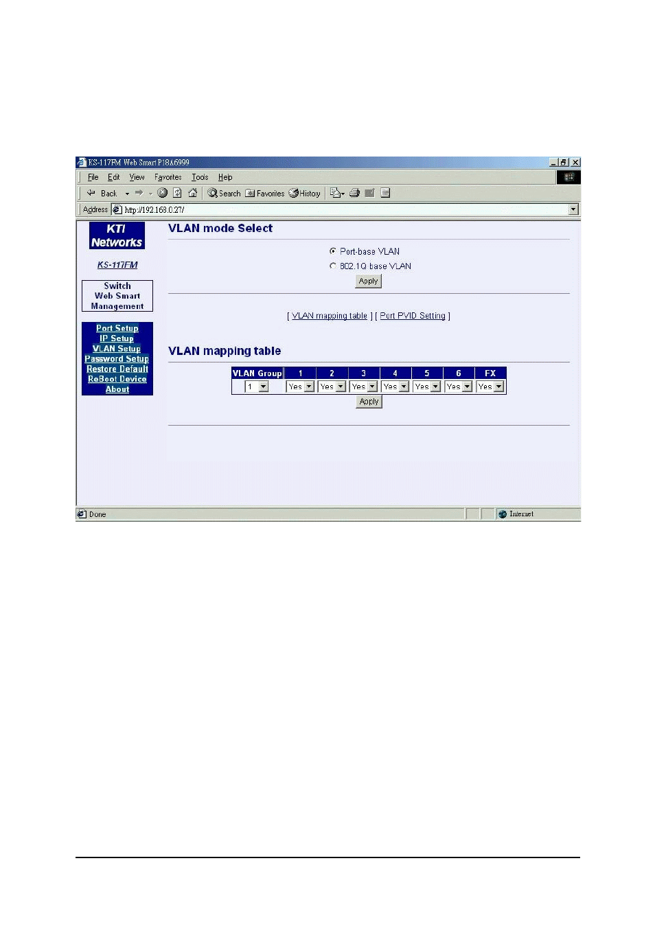 4 vlan setup | KTI Networks KS-117FM-V User Manual | Page 24 / 34