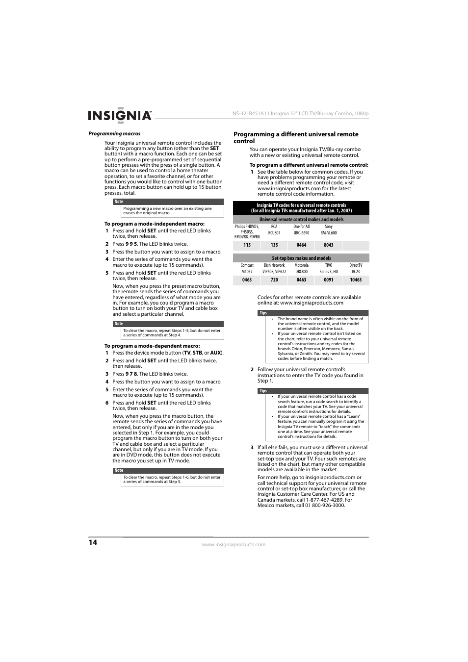 Programming a different universal remote control | KTI Networks NS-32LB451A11 User Manual | Page 20 / 88