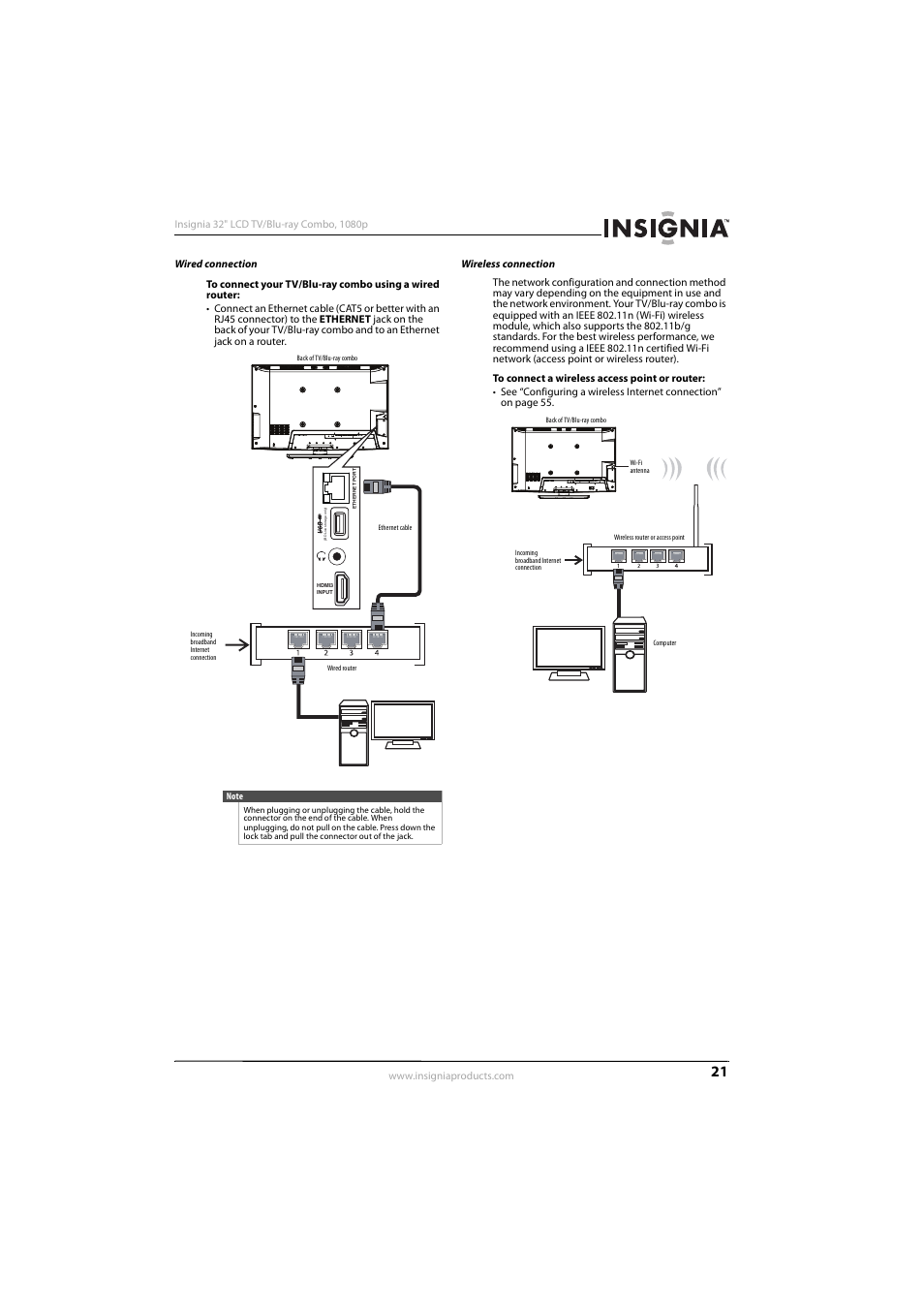 Wired connection” o, Wireless connection | KTI Networks NS-32LB451A11 User Manual | Page 27 / 88