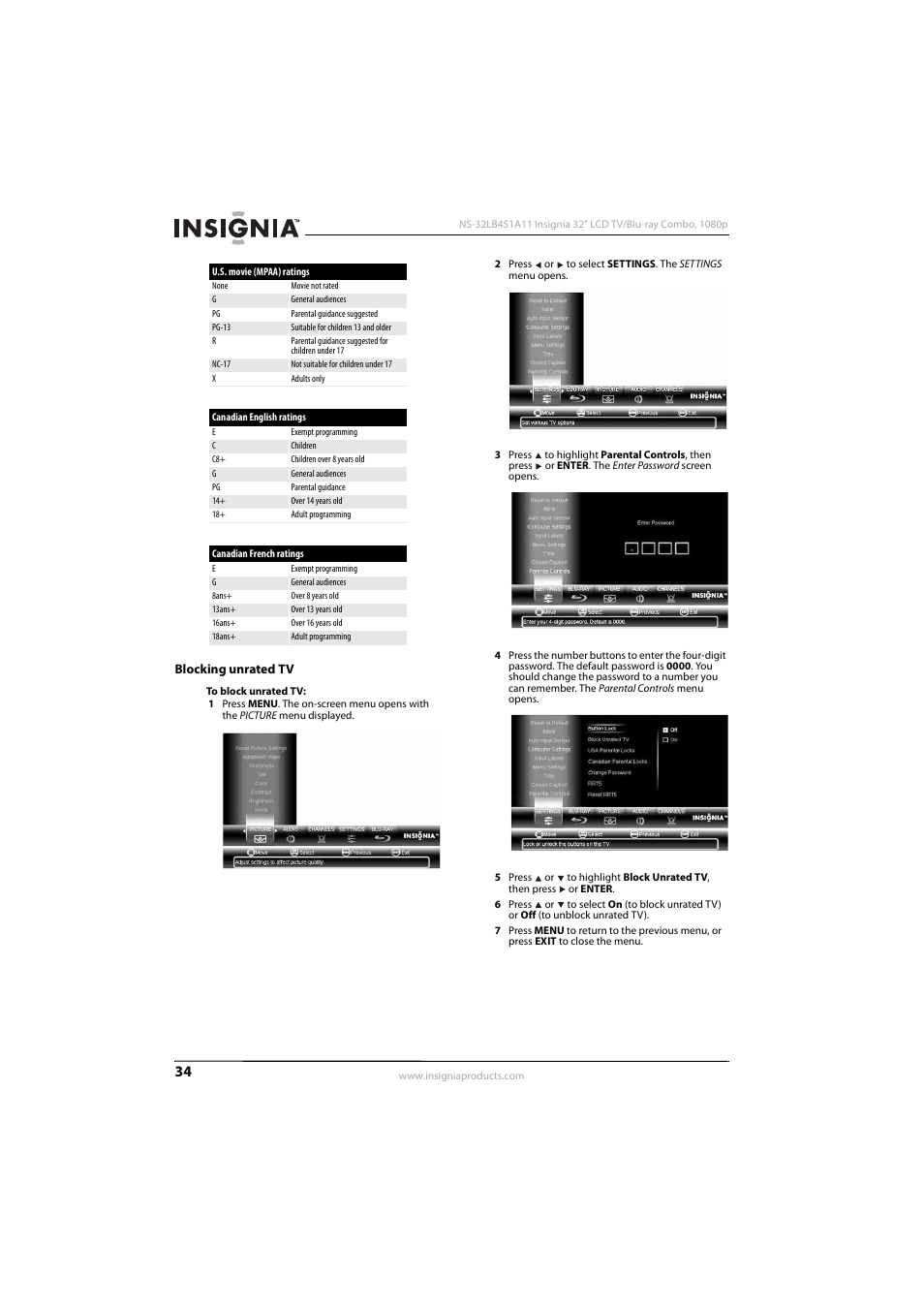 Blocking unrated tv | KTI Networks NS-32LB451A11 User Manual | Page 40 / 88