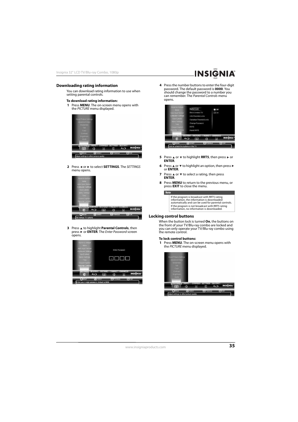 Downloading rating information, Locking control buttons | KTI Networks NS-32LB451A11 User Manual | Page 41 / 88