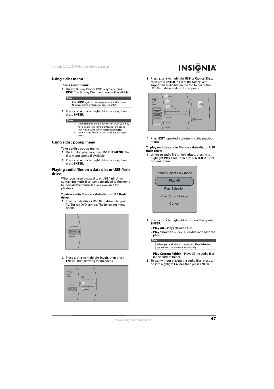 Using a disc menu, Using a disc popup menu | KTI Networks NS-32LB451A11 User Manual | Page 53 / 88