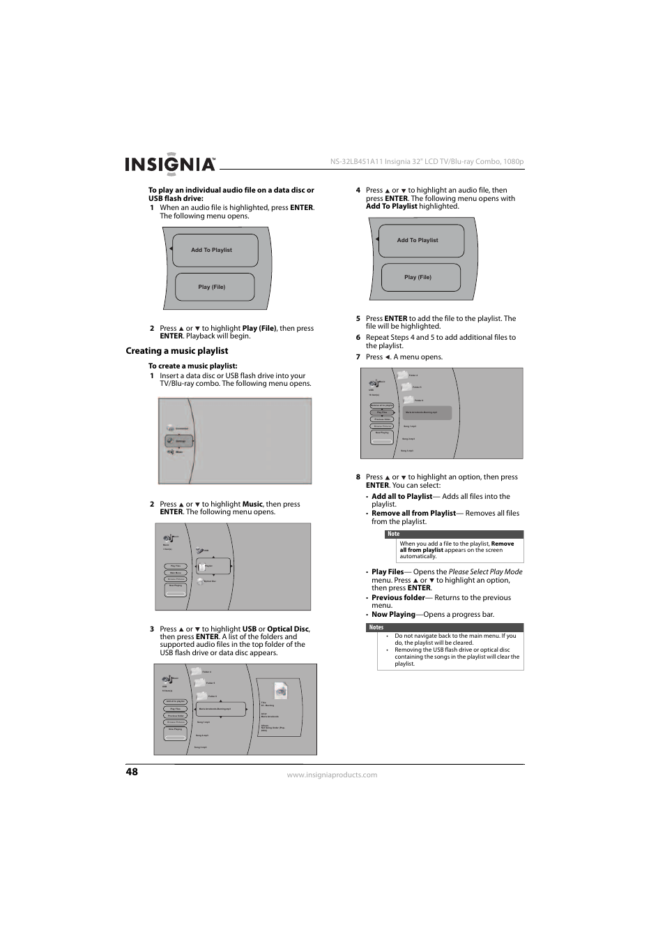 Creating a music playlist | KTI Networks NS-32LB451A11 User Manual | Page 54 / 88