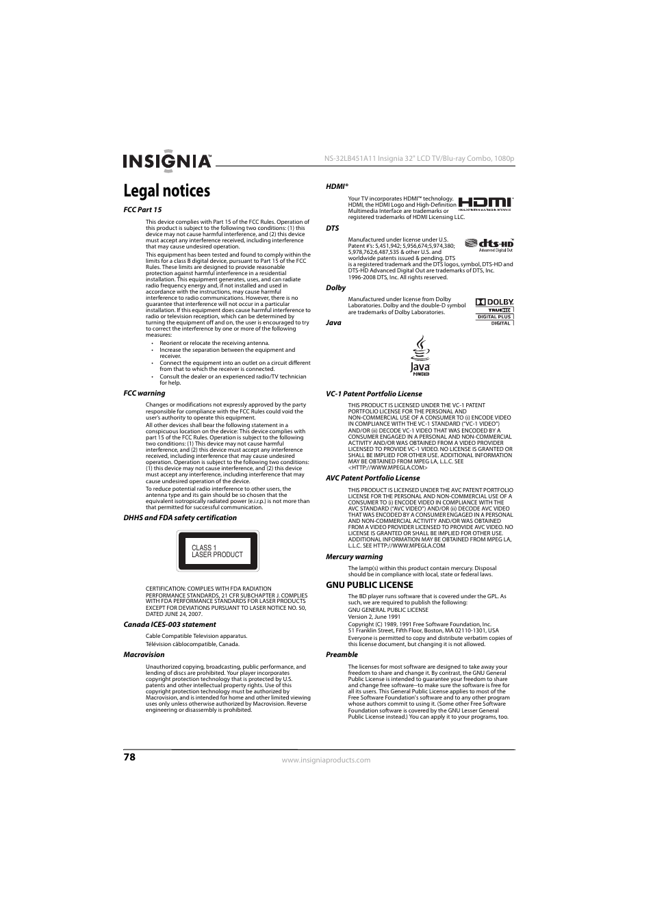 Legal notices | KTI Networks NS-32LB451A11 User Manual | Page 84 / 88