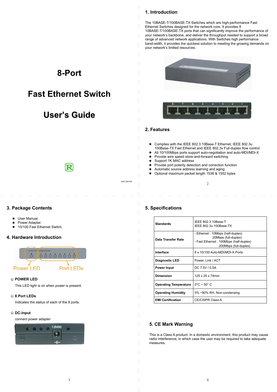 KTI Networks 10BASE-T/100BASE-TX User Manual | 1 page