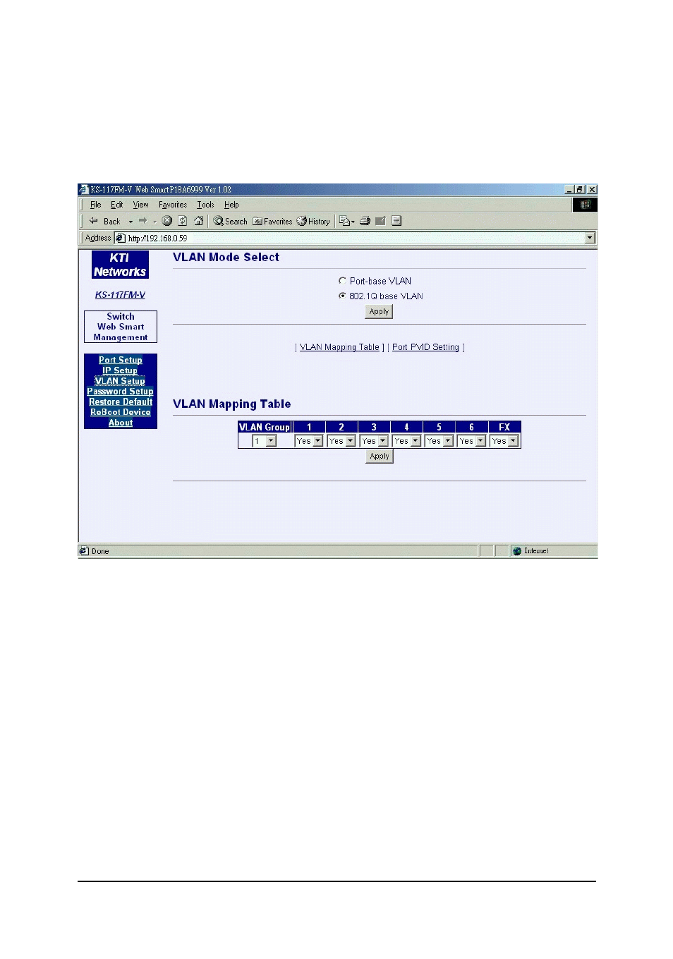 2 802.1q vlan | KTI Networks Web Smart Managed 10/100 Fast Ethernet Switches with VLan Support KS-115FM-V User Manual | Page 27 / 34