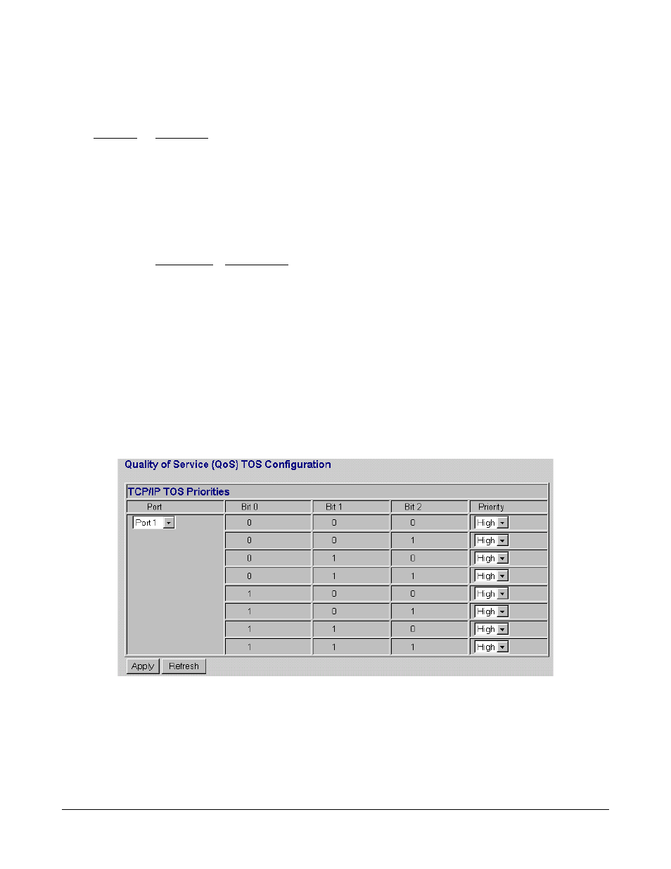 1 quality of service (qos) tos configuration | KTI Networks 24-PORT KGS-2401 User Manual | Page 21 / 41