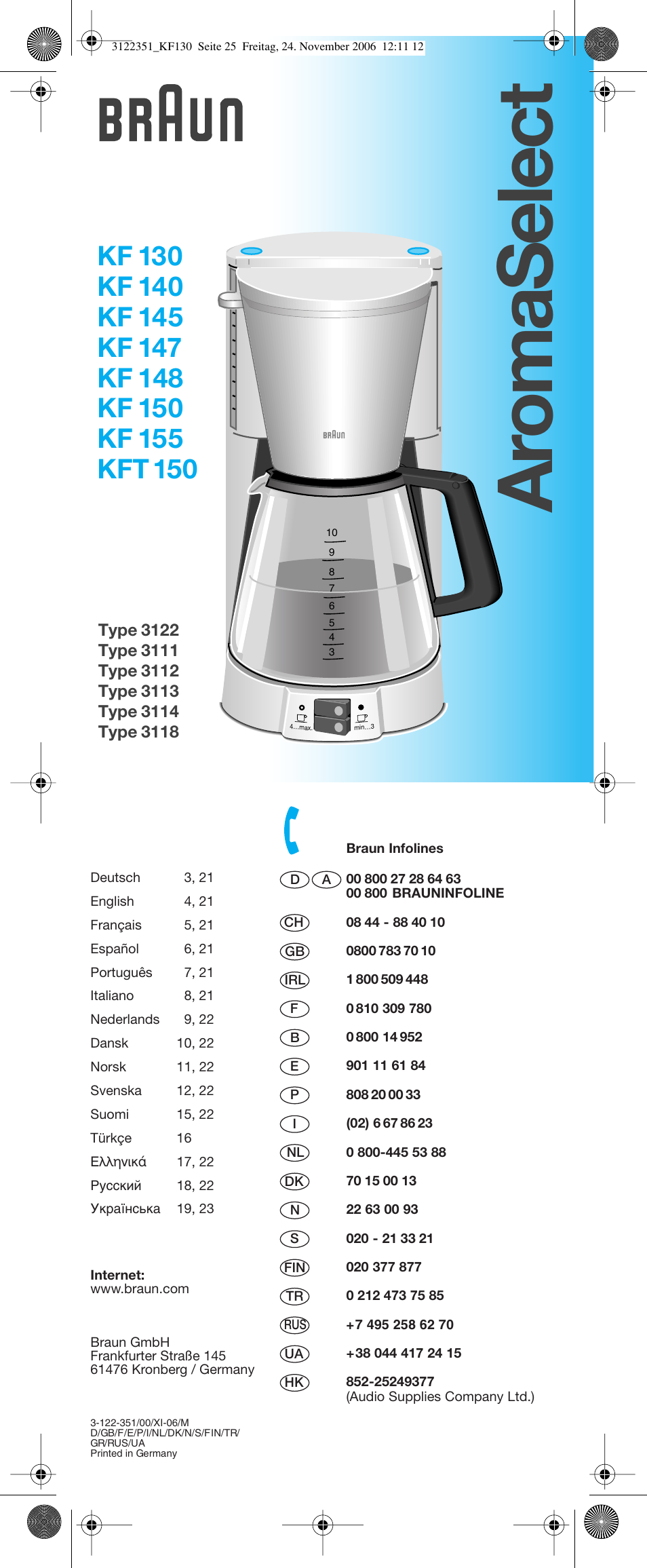 Braun KFT 150 User Manual | 21 pages