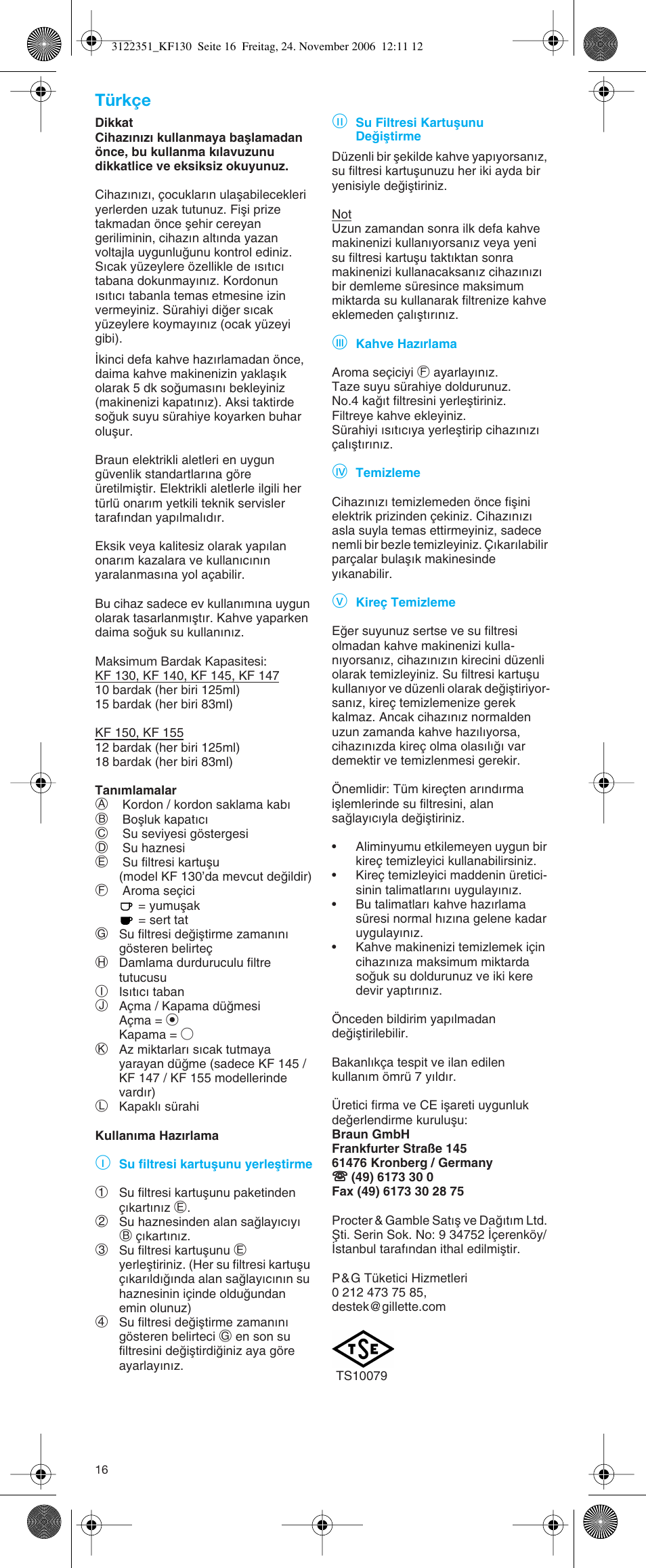 Türkçe | Braun KFT 150 User Manual | Page 14 / 21