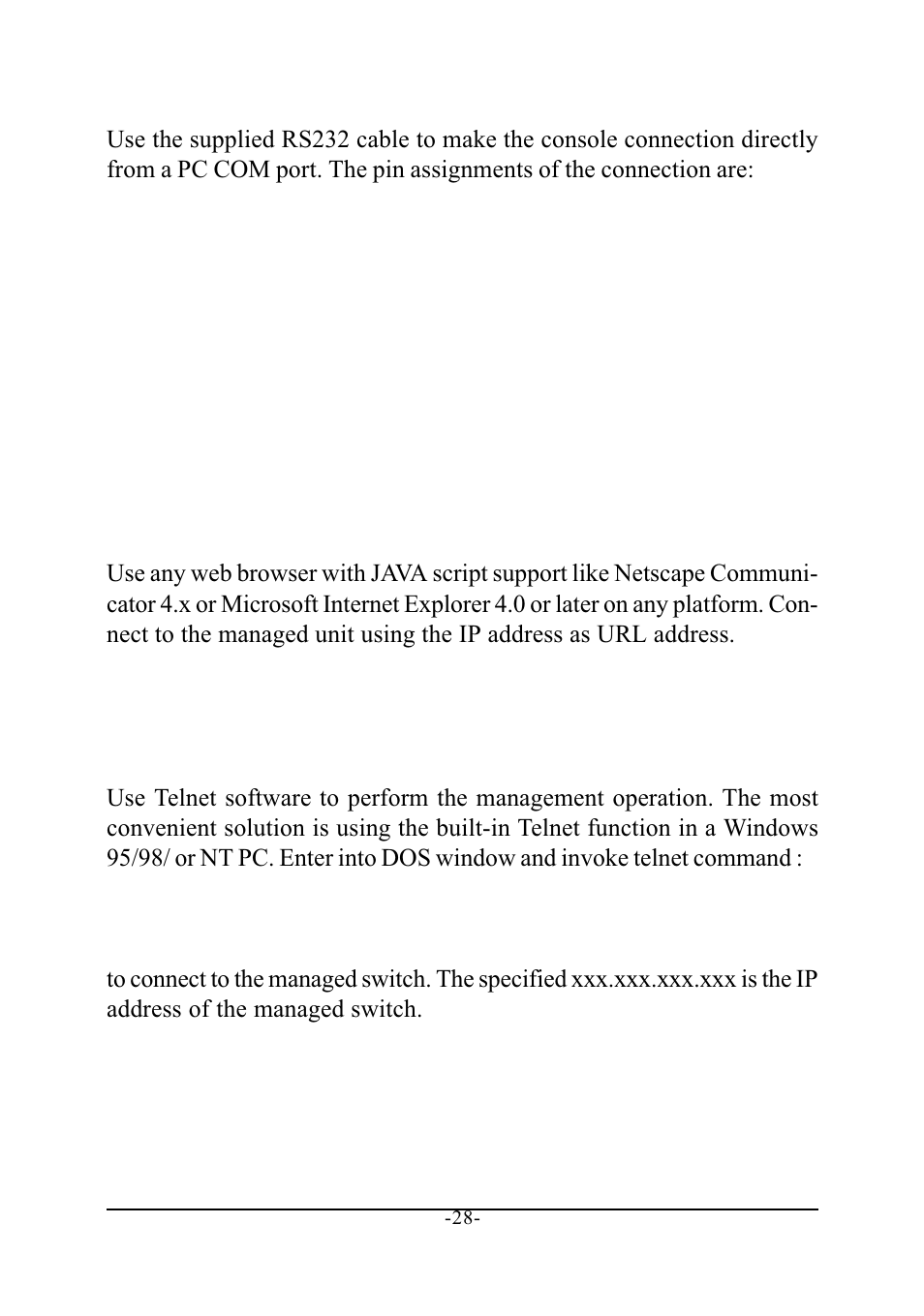 5 web management, 6 telnet management, 5 web management 5.6 telnet management | KTI Networks KS-2240 User Manual | Page 28 / 30