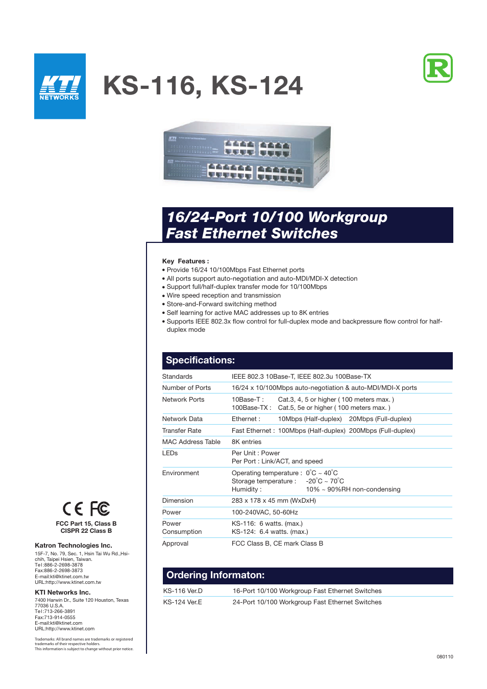 KTI Networks KS-116 User Manual | 1 page