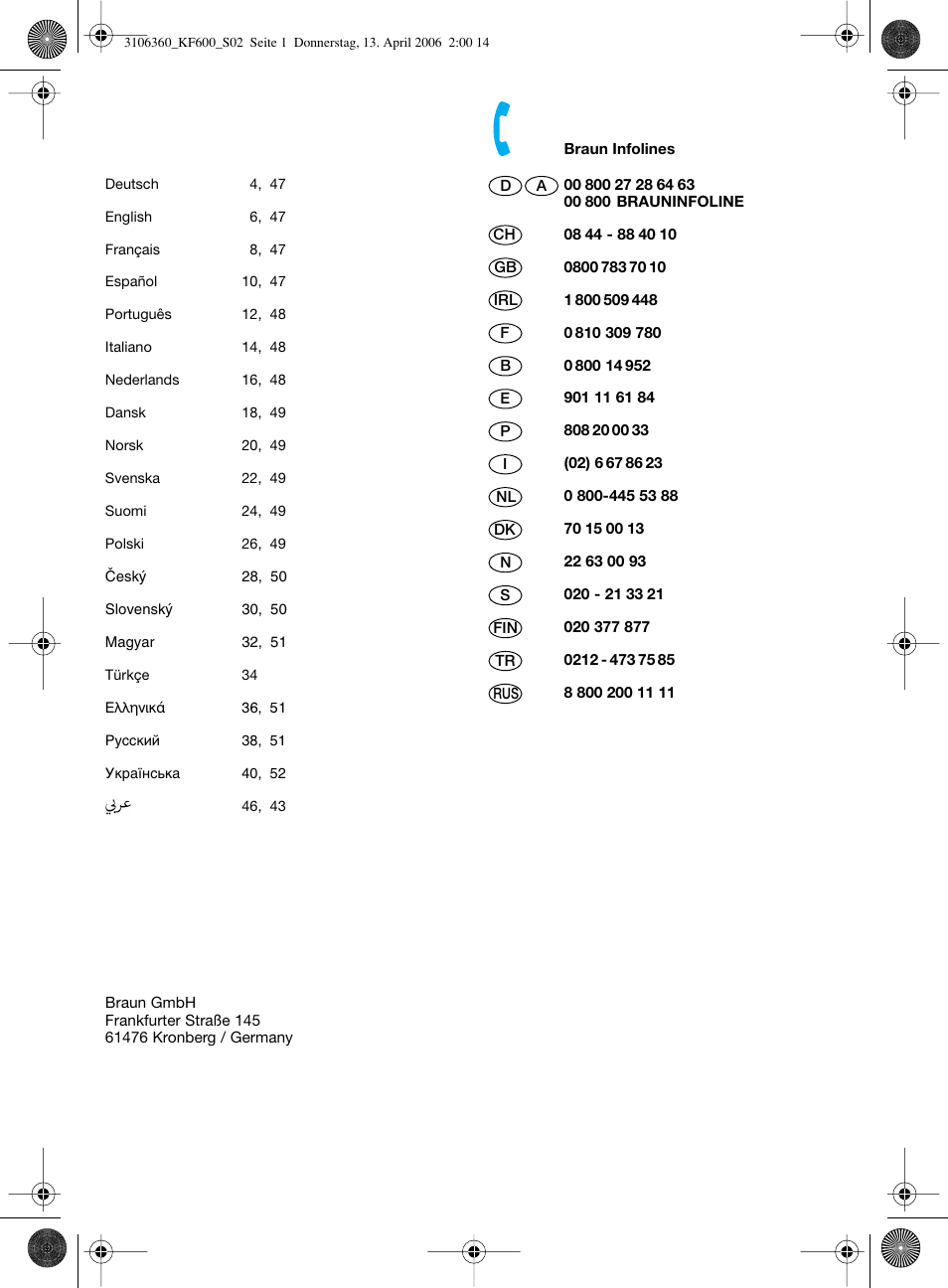 Braun KF 600 User Manual | Page 2 / 52